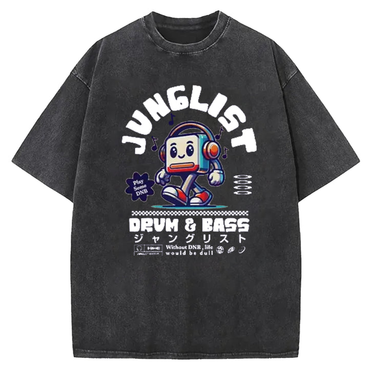 Junglist DNB Japan Back Washed Crew Neck T-Shirt
