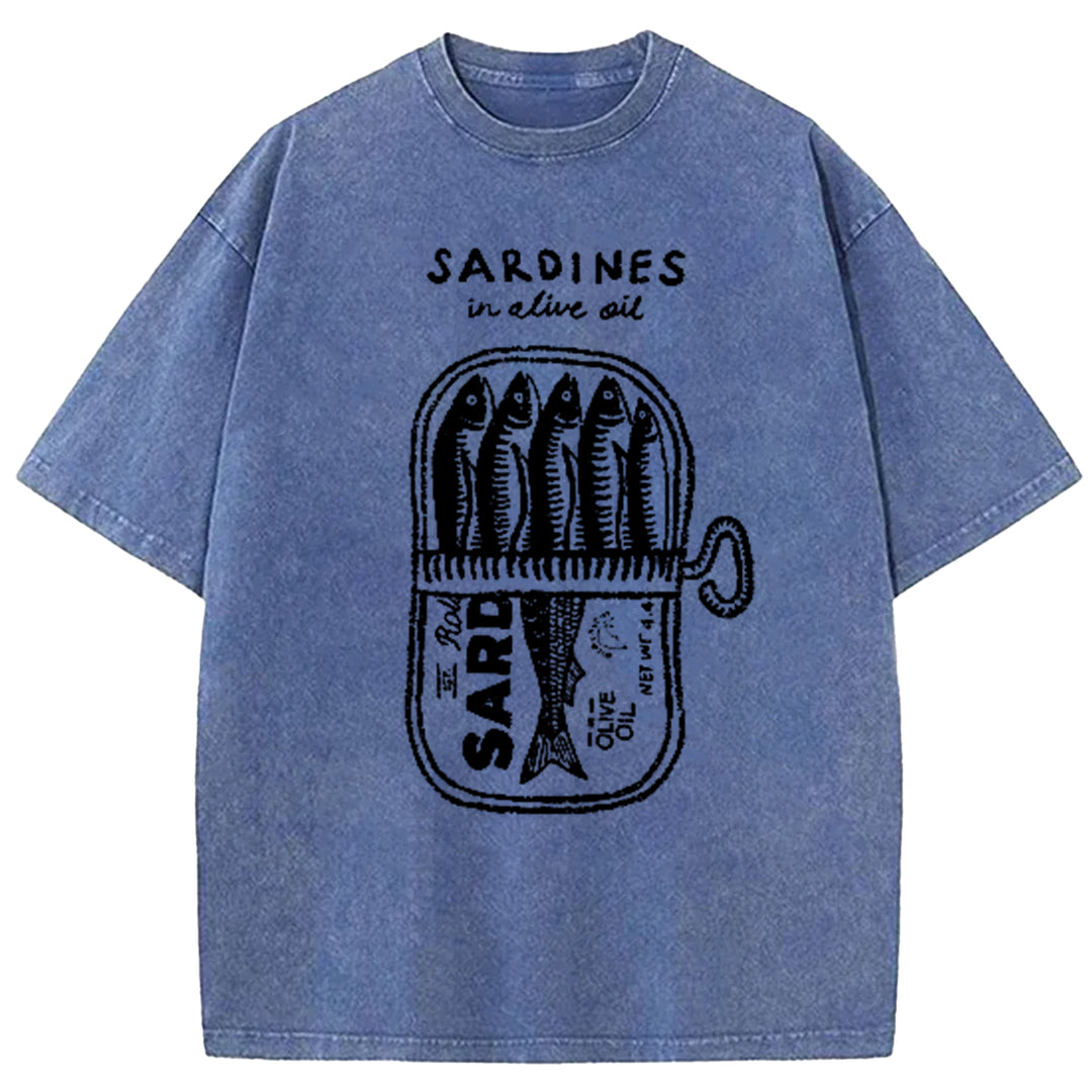 Mackerel In Tomato Sauce Washed Crew Neck T-Shirt