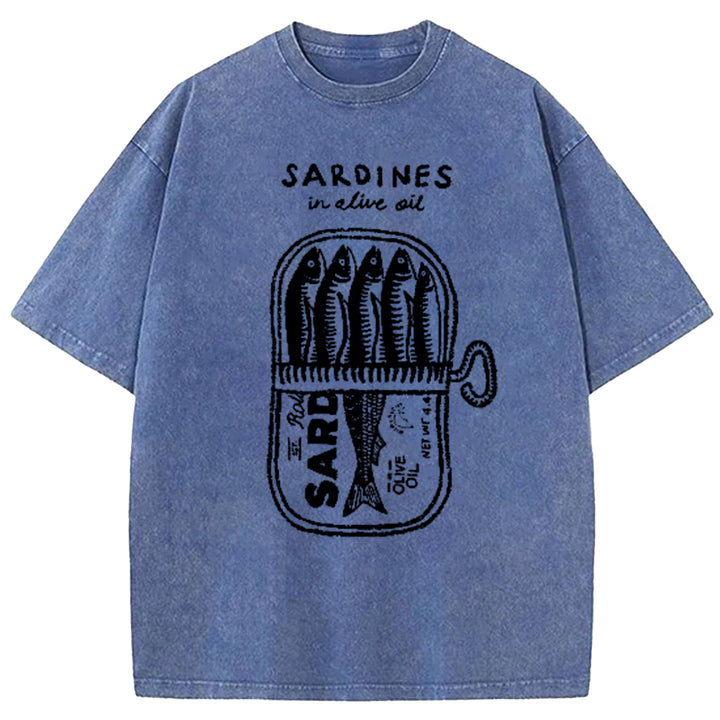 Mackerel In Tomato Sauce Washed Crew Neck T-Shirt