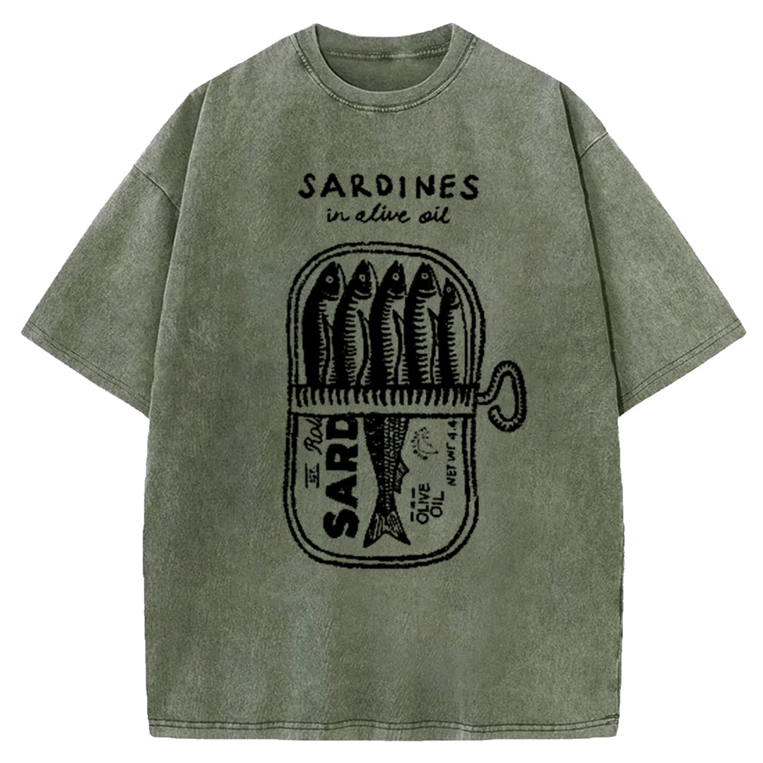 Mackerel In Tomato Sauce Washed Crew Neck T-Shirt