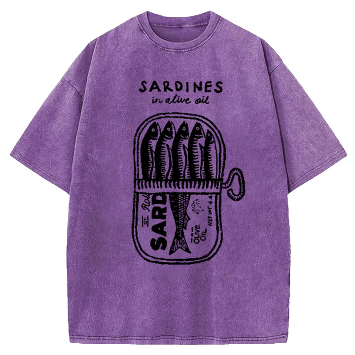 Mackerel In Tomato Sauce Washed Crew Neck T-Shirt