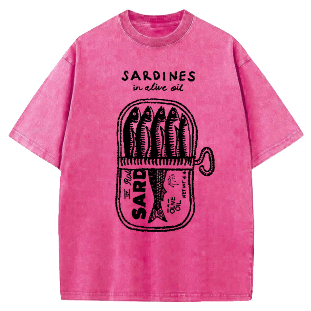 Mackerel In Tomato Sauce Washed Crew Neck T-Shirt