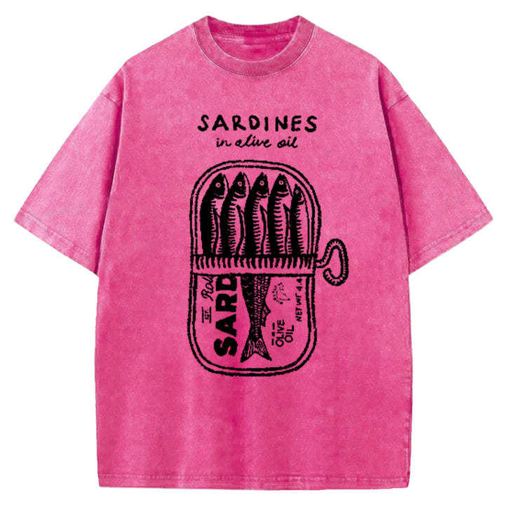 Mackerel In Tomato Sauce Washed Crew Neck T-Shirt