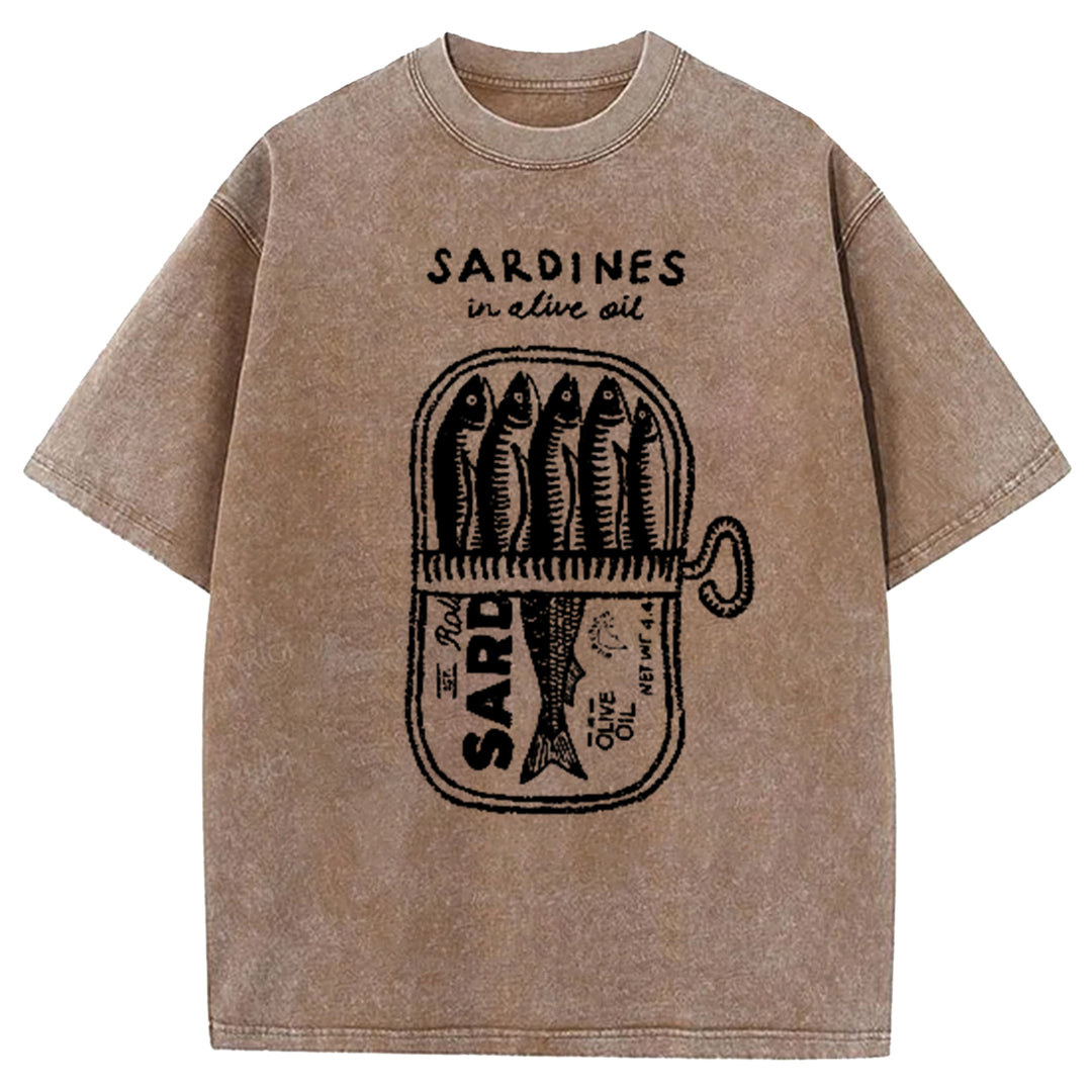 Mackerel In Tomato Sauce Washed Crew Neck T-Shirt