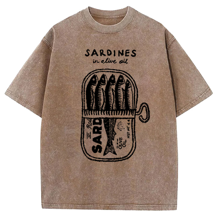 Mackerel In Tomato Sauce Washed Crew Neck T-Shirt