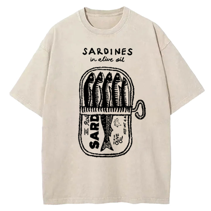 Mackerel In Tomato Sauce Washed Crew Neck T-Shirt