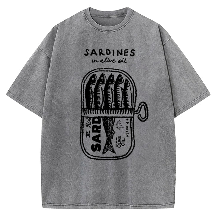 Mackerel In Tomato Sauce Washed Crew Neck T-Shirt