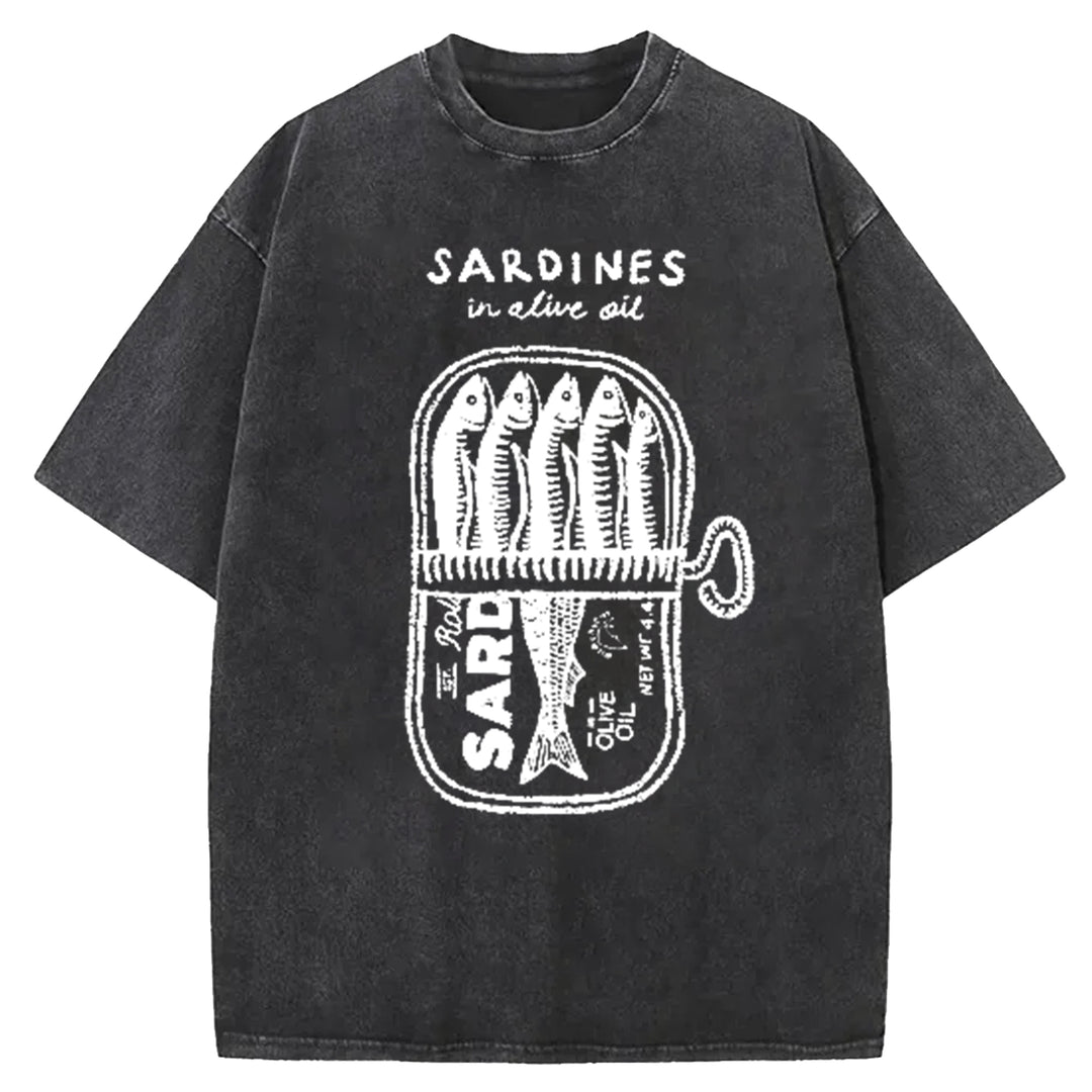 Mackerel In Tomato Sauce Washed Crew Neck T-Shirt
