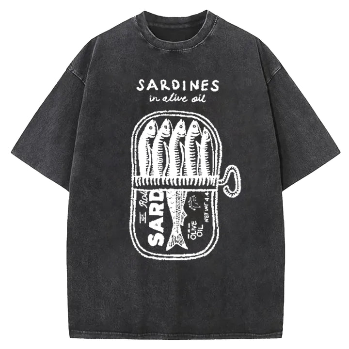 Mackerel In Tomato Sauce Washed Crew Neck T-Shirt