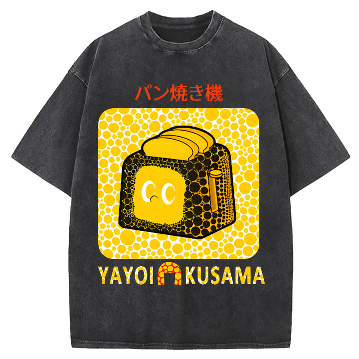 Yayoi Kusama Bread Vintage Design Washed Crew Neck T-Shirt