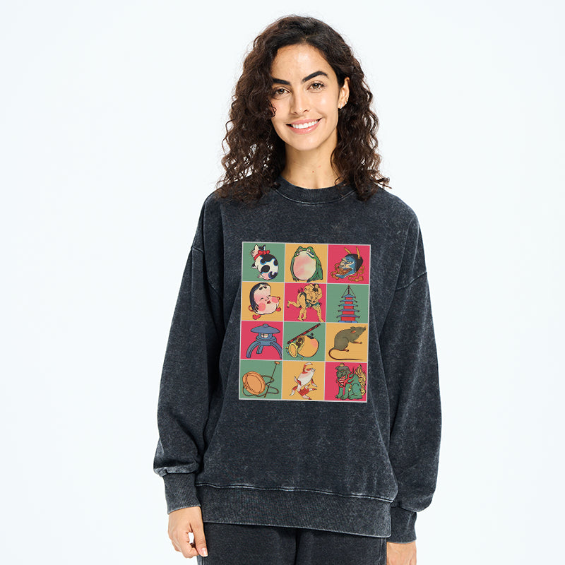 Japanese Characteristic Goods Washed Sweatshirt