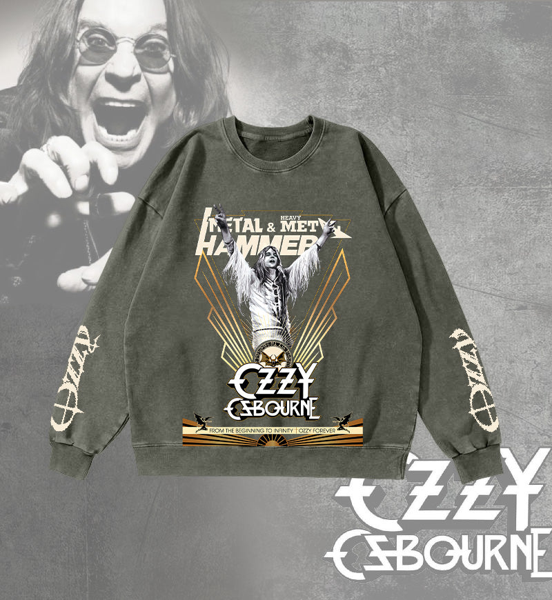 Ozzy Osbourne Washed Long Sleeve Casual Top