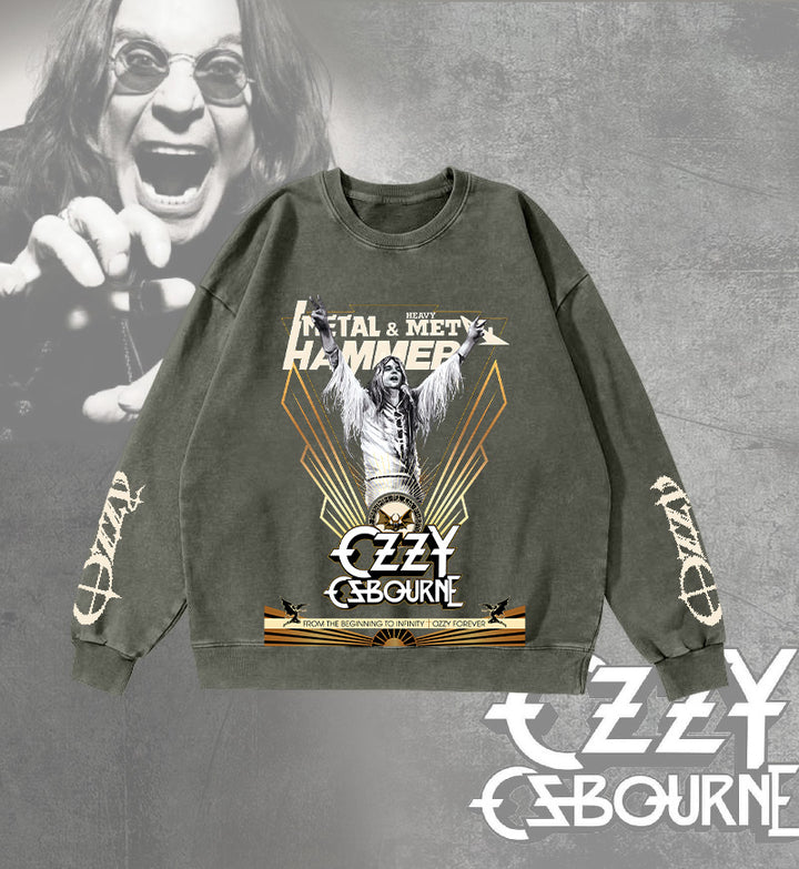 Ozzy Osbourne Washed Long Sleeve Casual Top