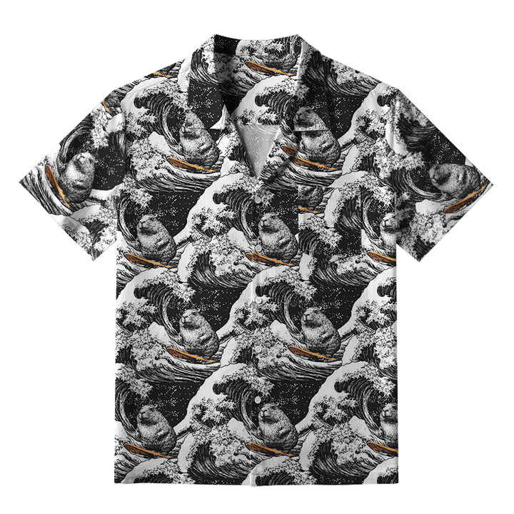 Surfing Capybara Aloha Hawaiian Shirt