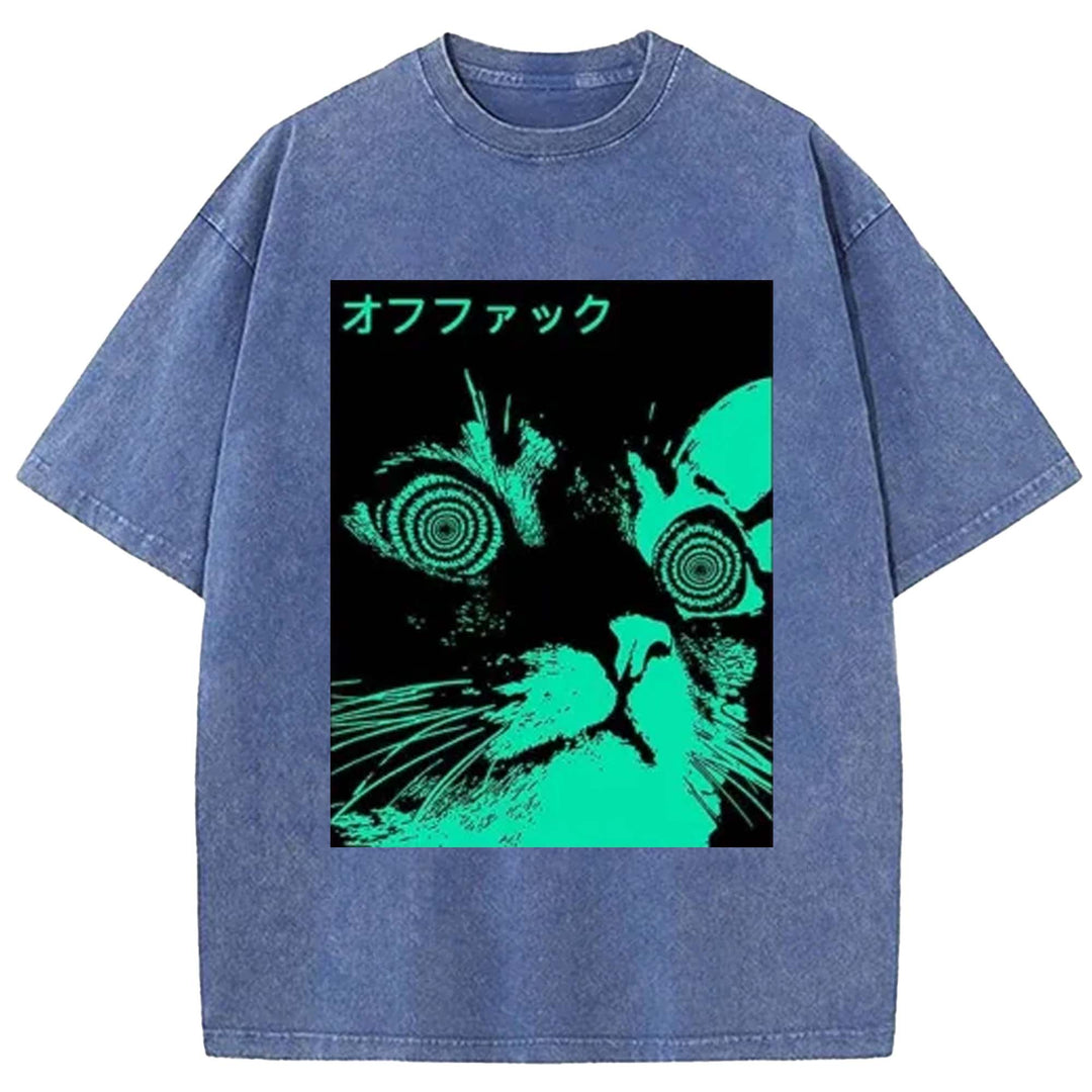 Cool Cat Japanese Back Washed Crew Neck T-shirt