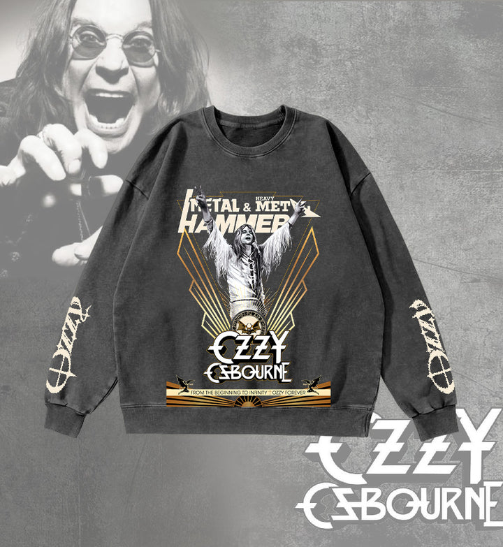 Ozzy Osbourne Washed Long Sleeve Casual Top