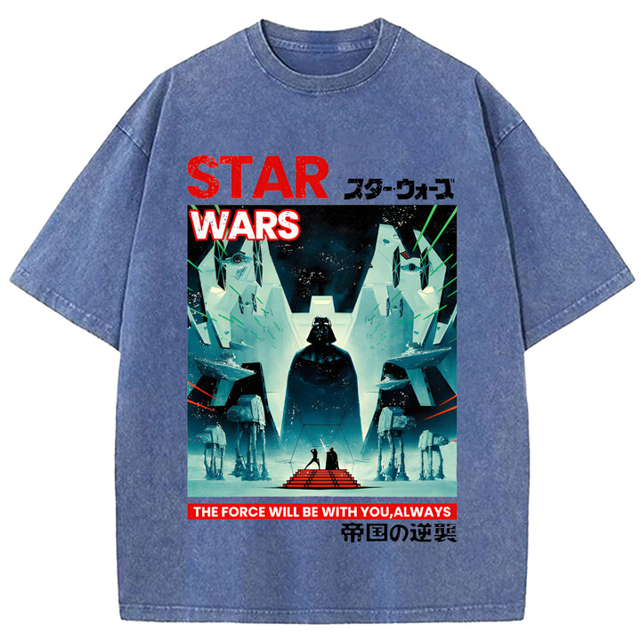 Star Wars Vintage Japanese Design Washed Crew Neck T-Shirt