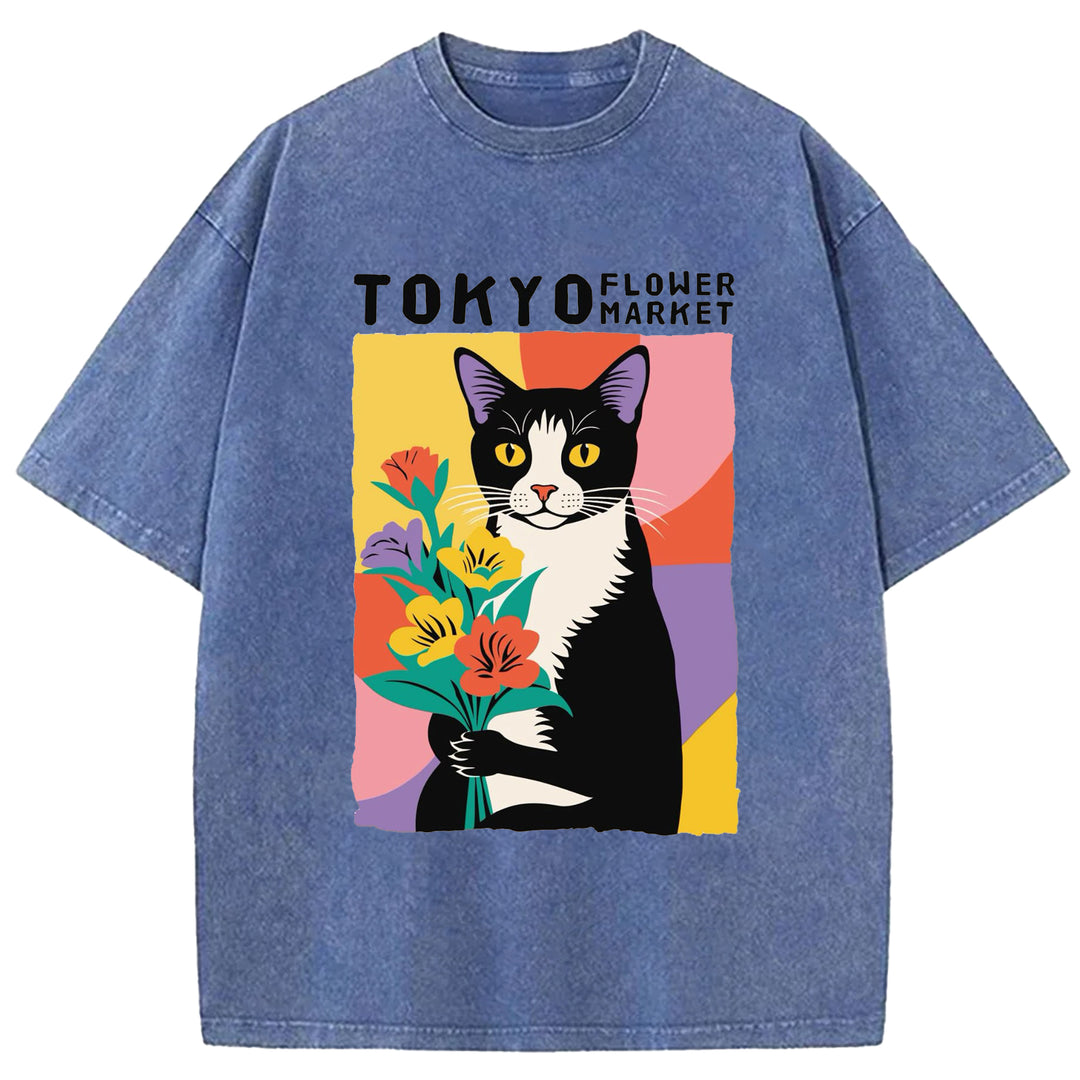 Yayoi Kusama Flower Vintage Washed Crew Neck T-Shirt