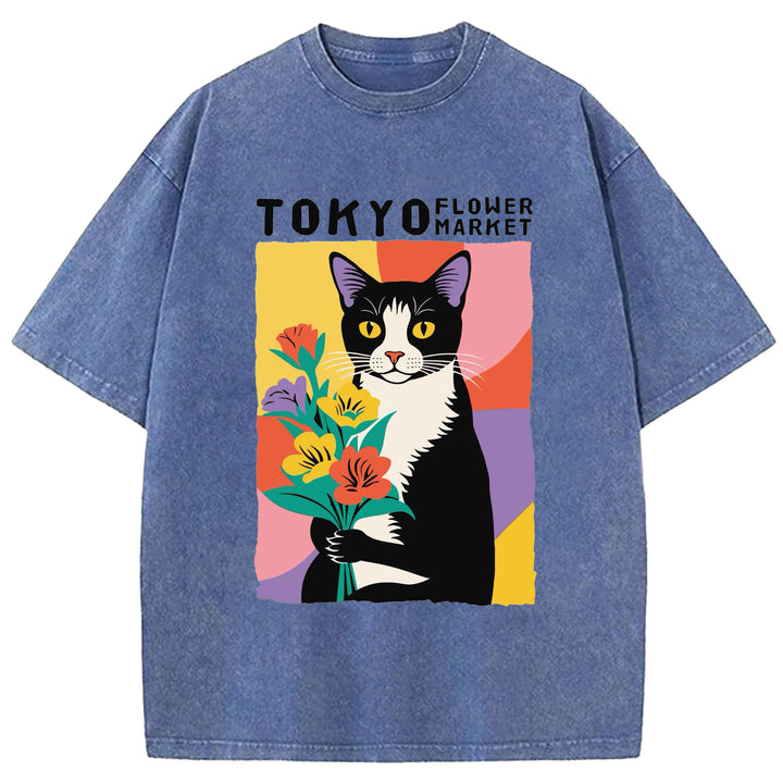 Yayoi Kusama Flower Vintage Washed Crew Neck T-Shirt