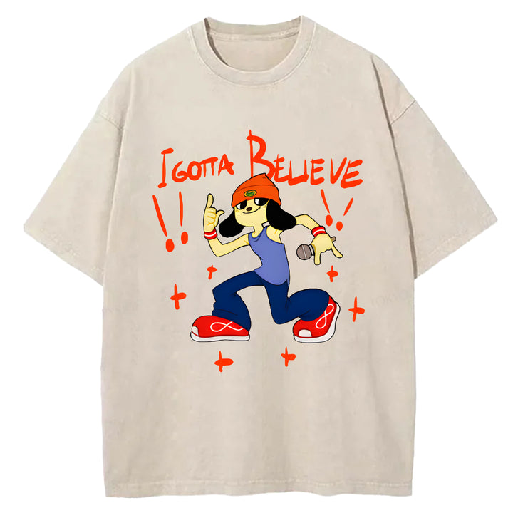 Parappa The Rapper Vintage Design Washed Crew Neck T-Shirt