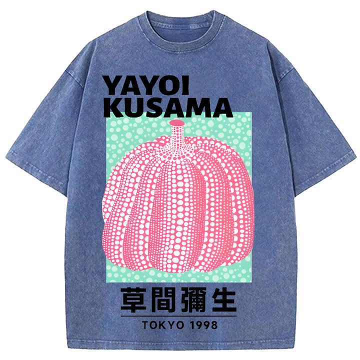 Yayoi Kusama Tokyo 1998 Vintage Design Washed Crew Neck T-Shirt