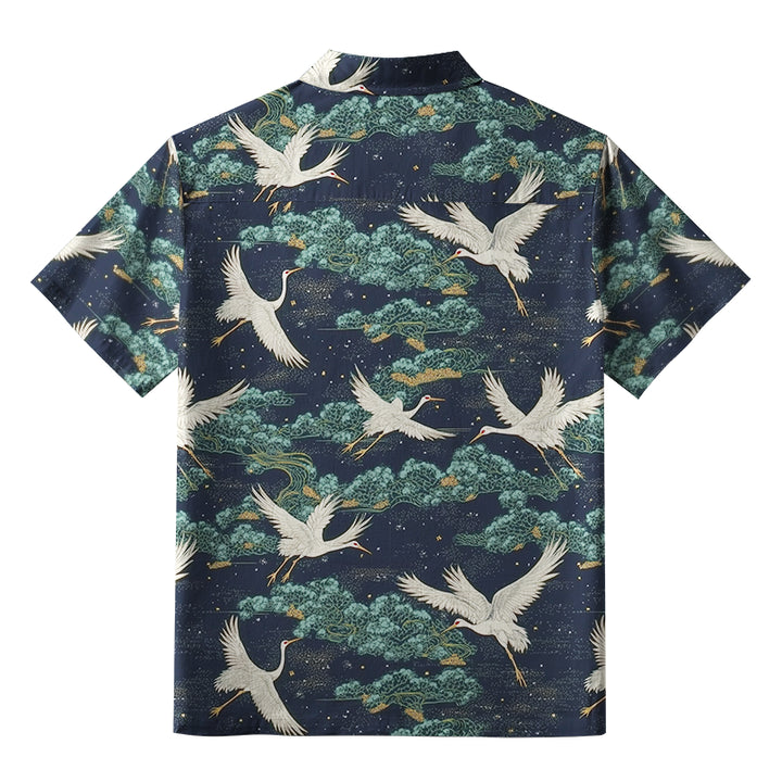 Cranes And Clouds Button-up Shirt
