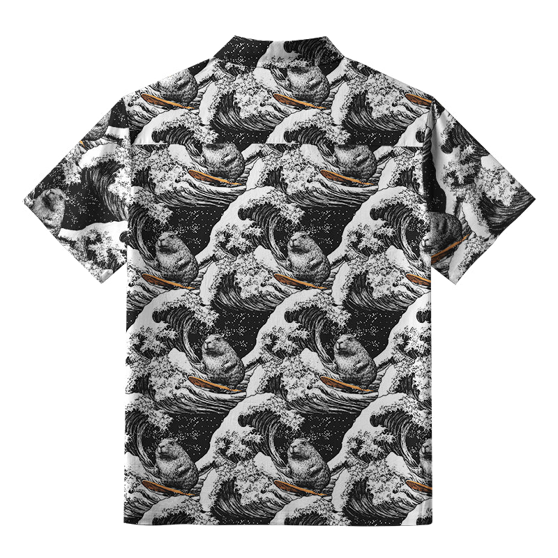 Surfing Capybara Aloha Hawaiian Shirt