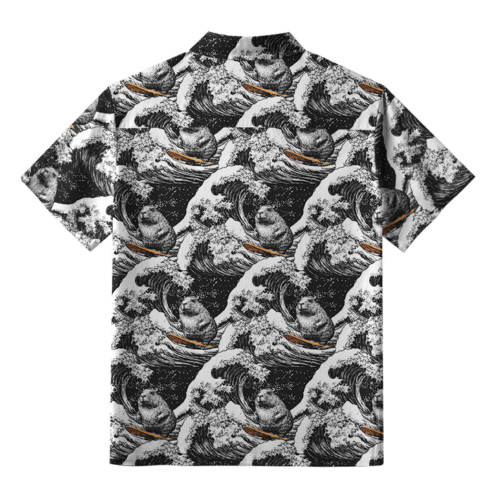 Surfing Capybara Aloha Hawaiian Shirt