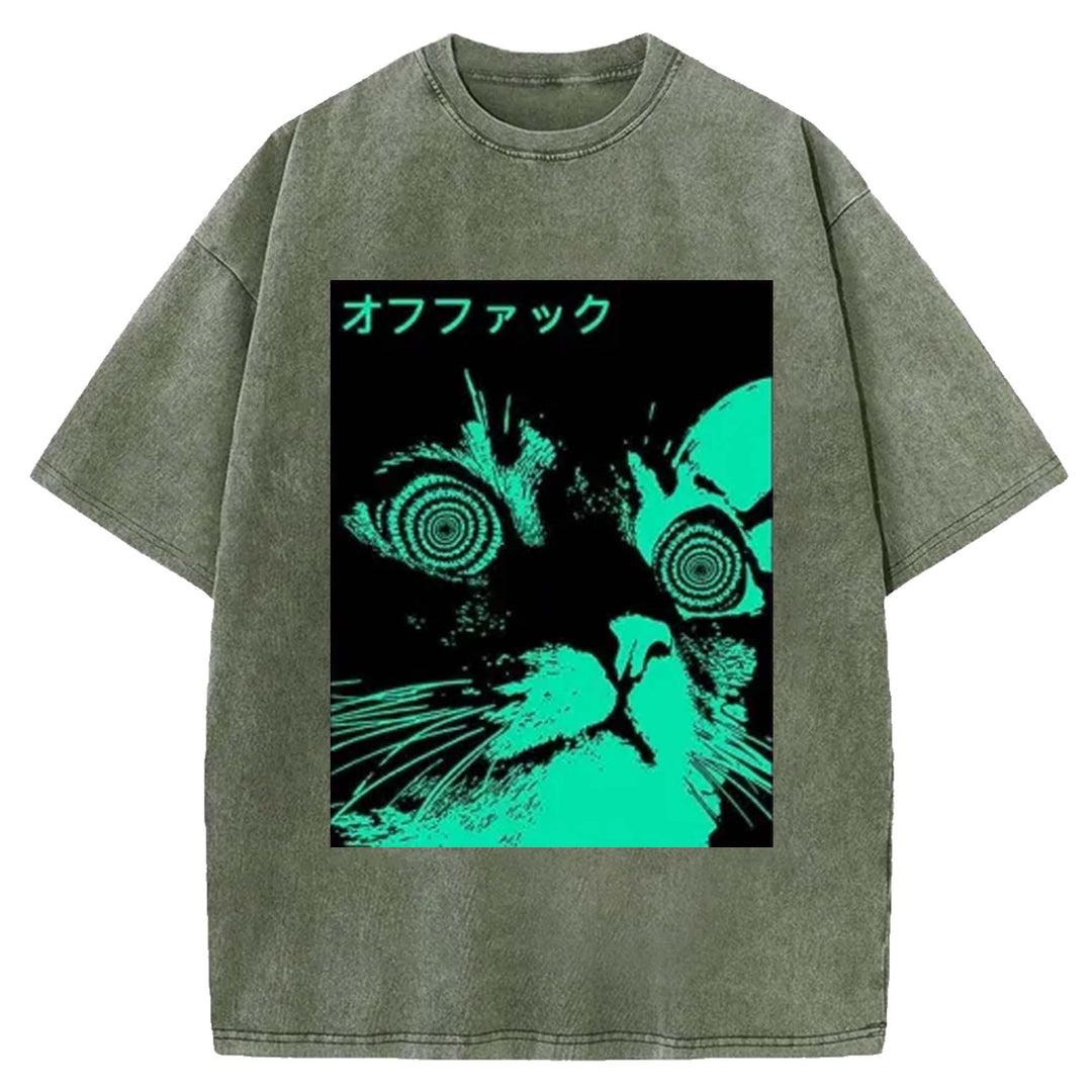 Cool Cat Japanese Back Washed Crew Neck T-shirt