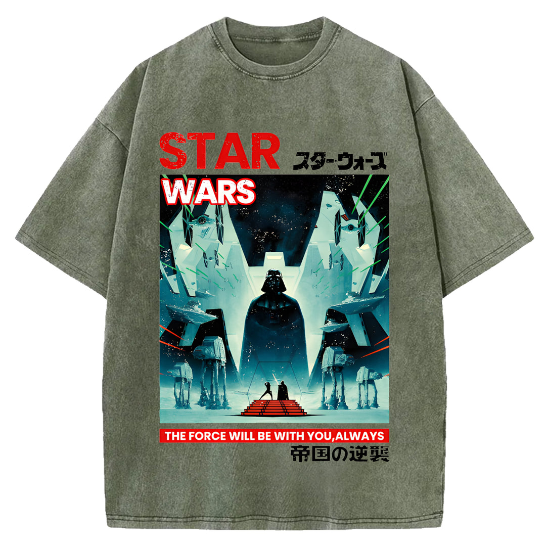 Star Wars Vintage Japanese Design Washed Crew Neck T-Shirt