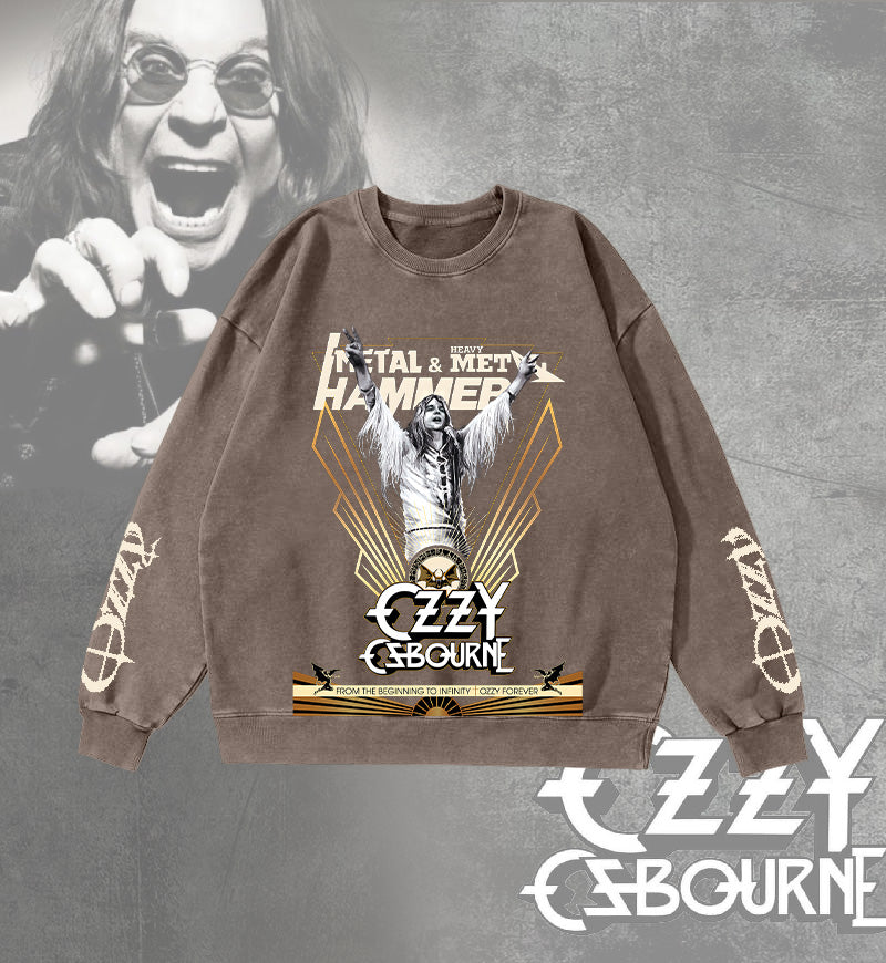 Ozzy Osbourne Washed Long Sleeve Casual Top
