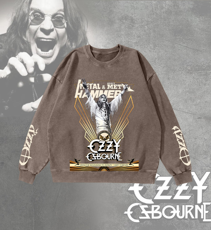 Ozzy Osbourne Washed Long Sleeve Casual Top