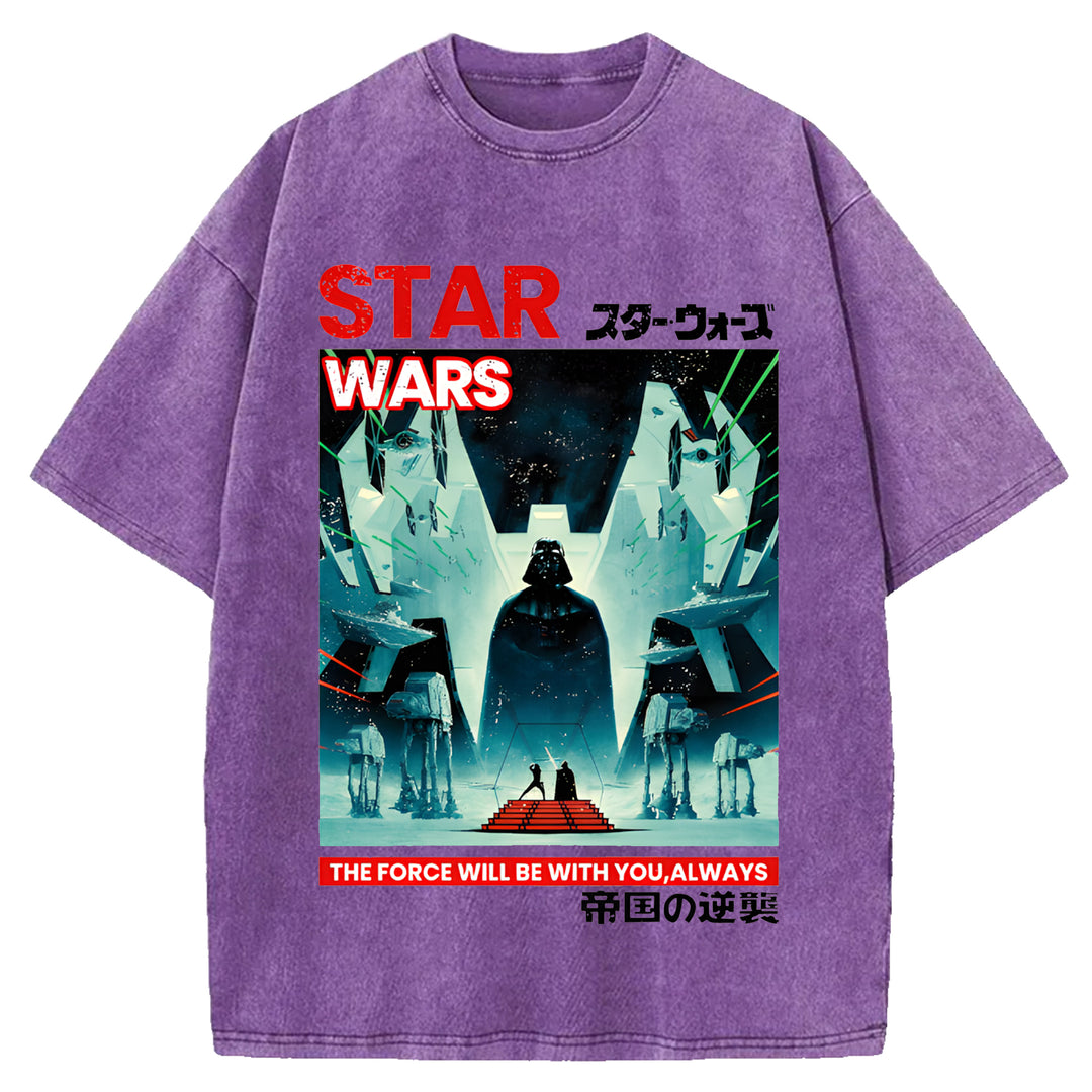 Star Wars Vintage Japanese Design Washed Crew Neck T-Shirt