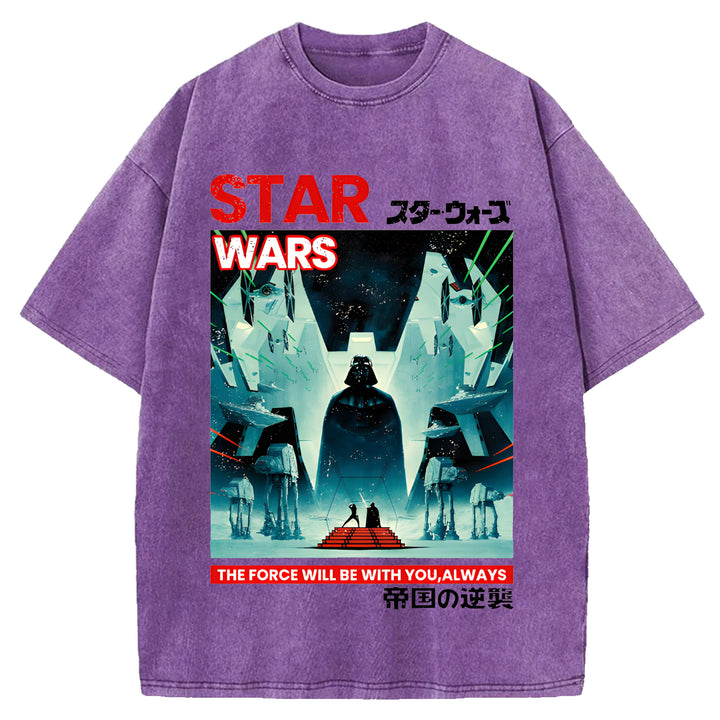 Star Wars Vintage Japanese Design Washed Crew Neck T-Shirt