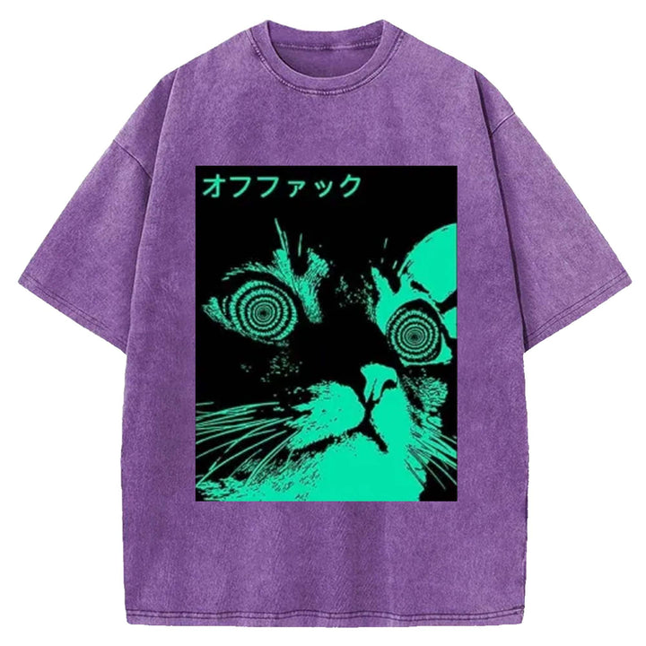 Cool Cat Japanese Back Washed Crew Neck T-shirt