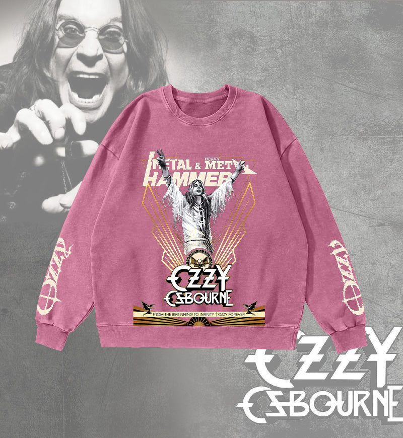 Ozzy Osbourne Washed Long Sleeve Casual Top