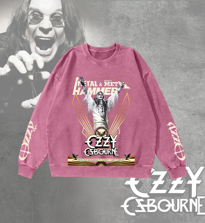 Ozzy Osbourne Washed Long Sleeve Casual Top