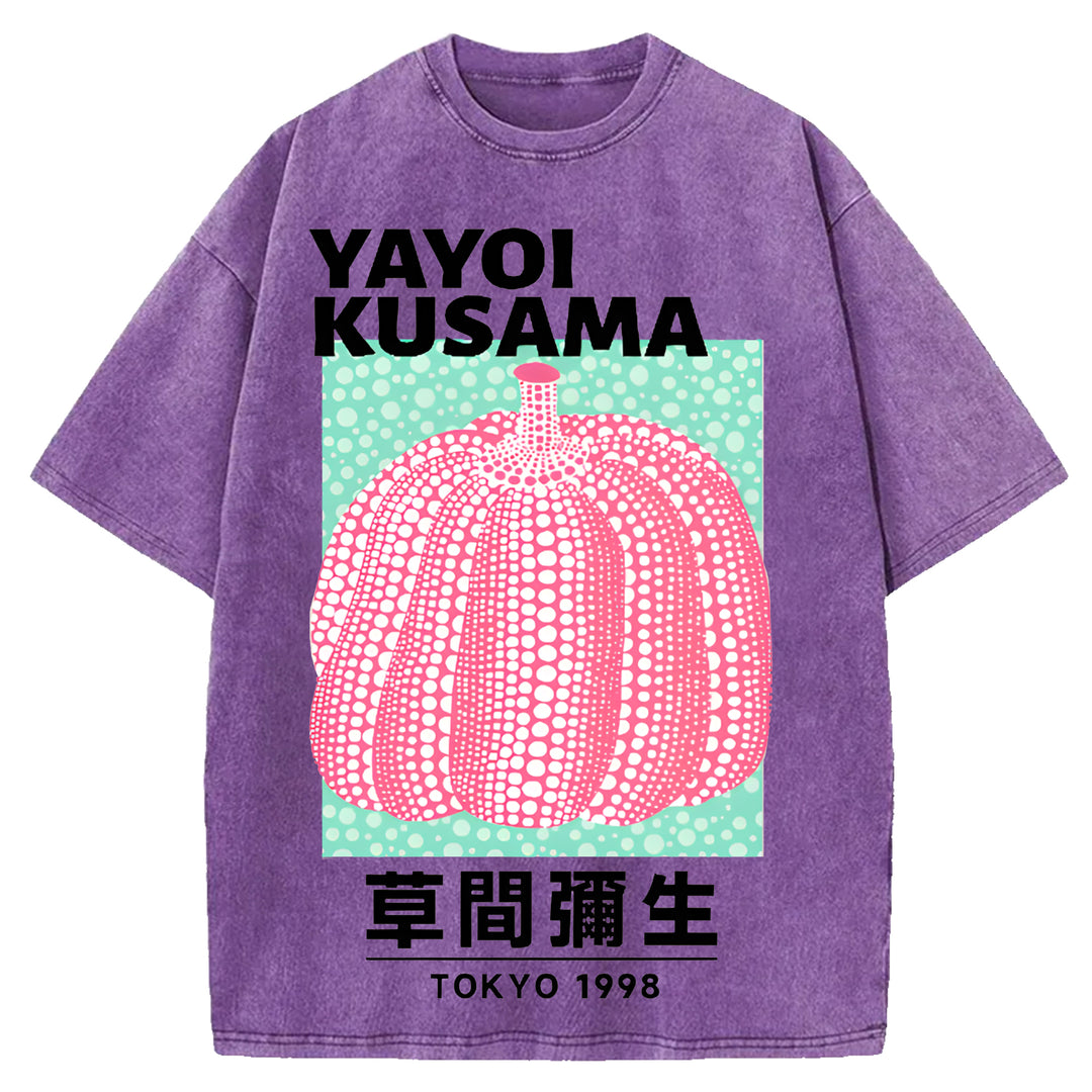 Yayoi Kusama Tokyo 1998 Vintage Design Washed Crew Neck T-Shirt
