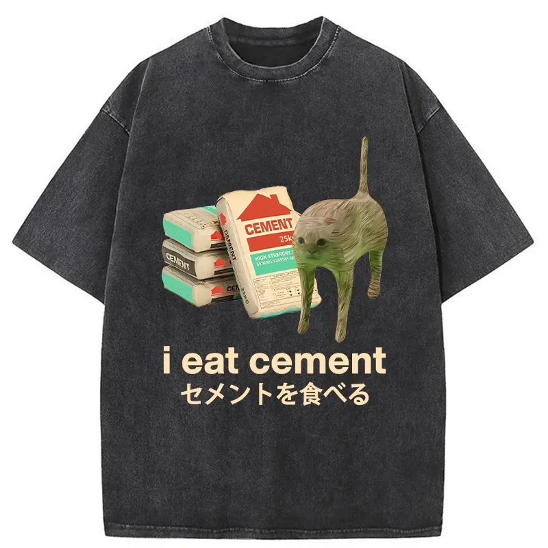 I Eat Cement Washed Crew Neck T-Shirt