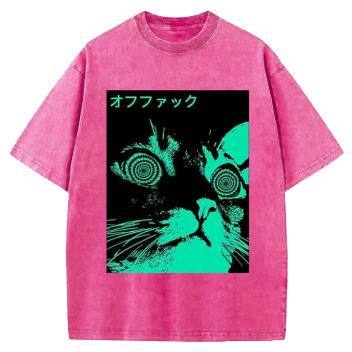 Cool Cat Japanese Back Washed Crew Neck T-shirt