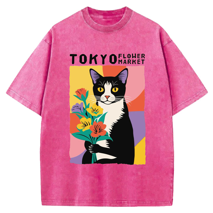 Yayoi Kusama Flower Vintage Washed Crew Neck T-Shirt