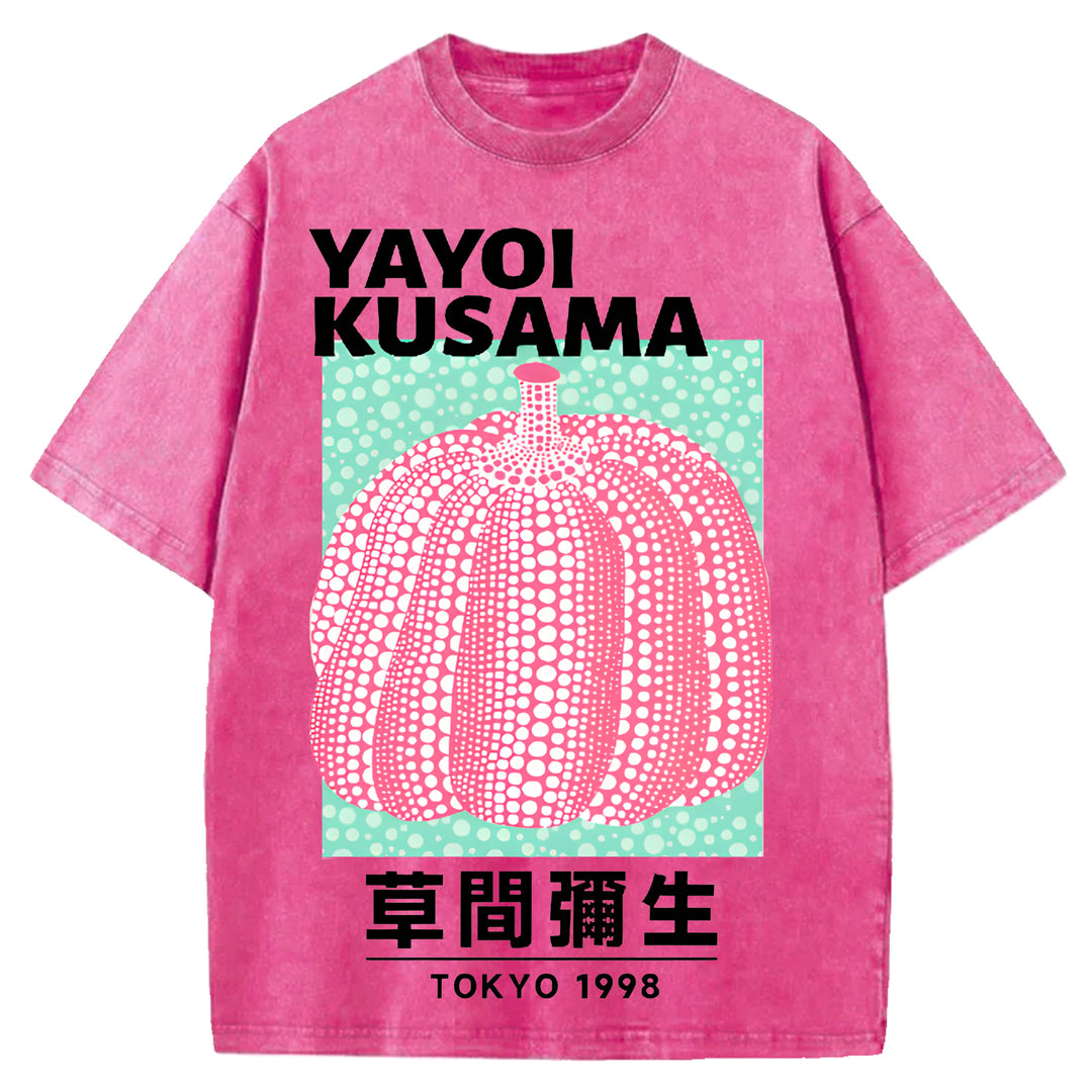 Yayoi Kusama Tokyo 1998 Vintage Design Washed Crew Neck T-Shirt