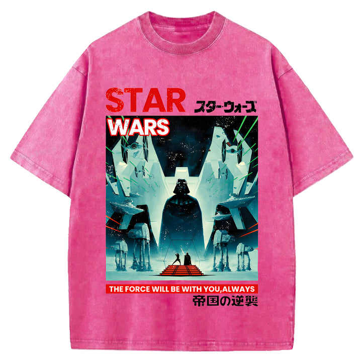 Star Wars Vintage Japanese Design Washed Crew Neck T-Shirt