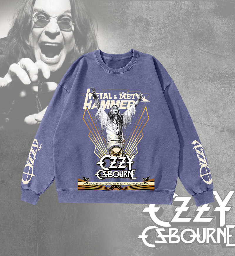 Ozzy Osbourne Washed Long Sleeve Casual Top