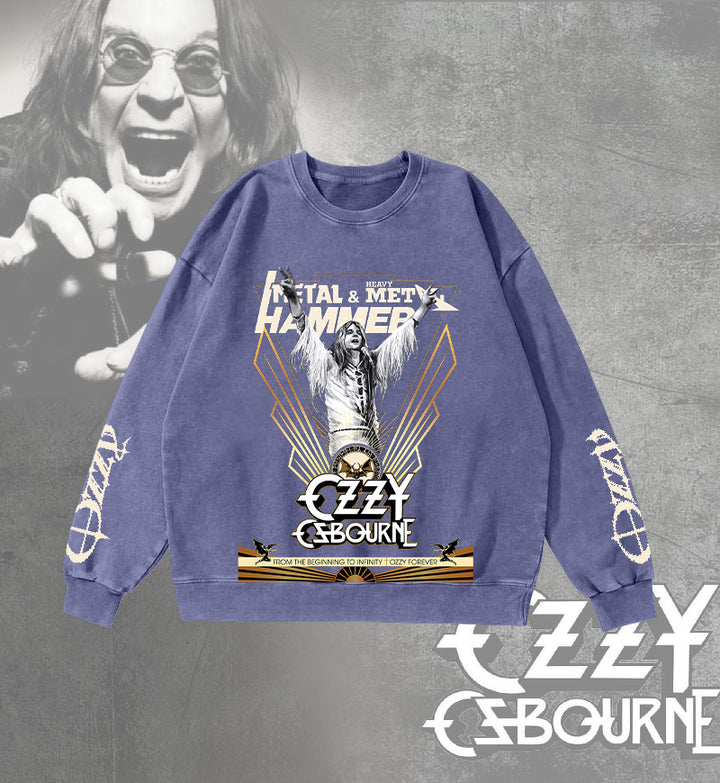 Ozzy Osbourne Washed Long Sleeve Casual Top