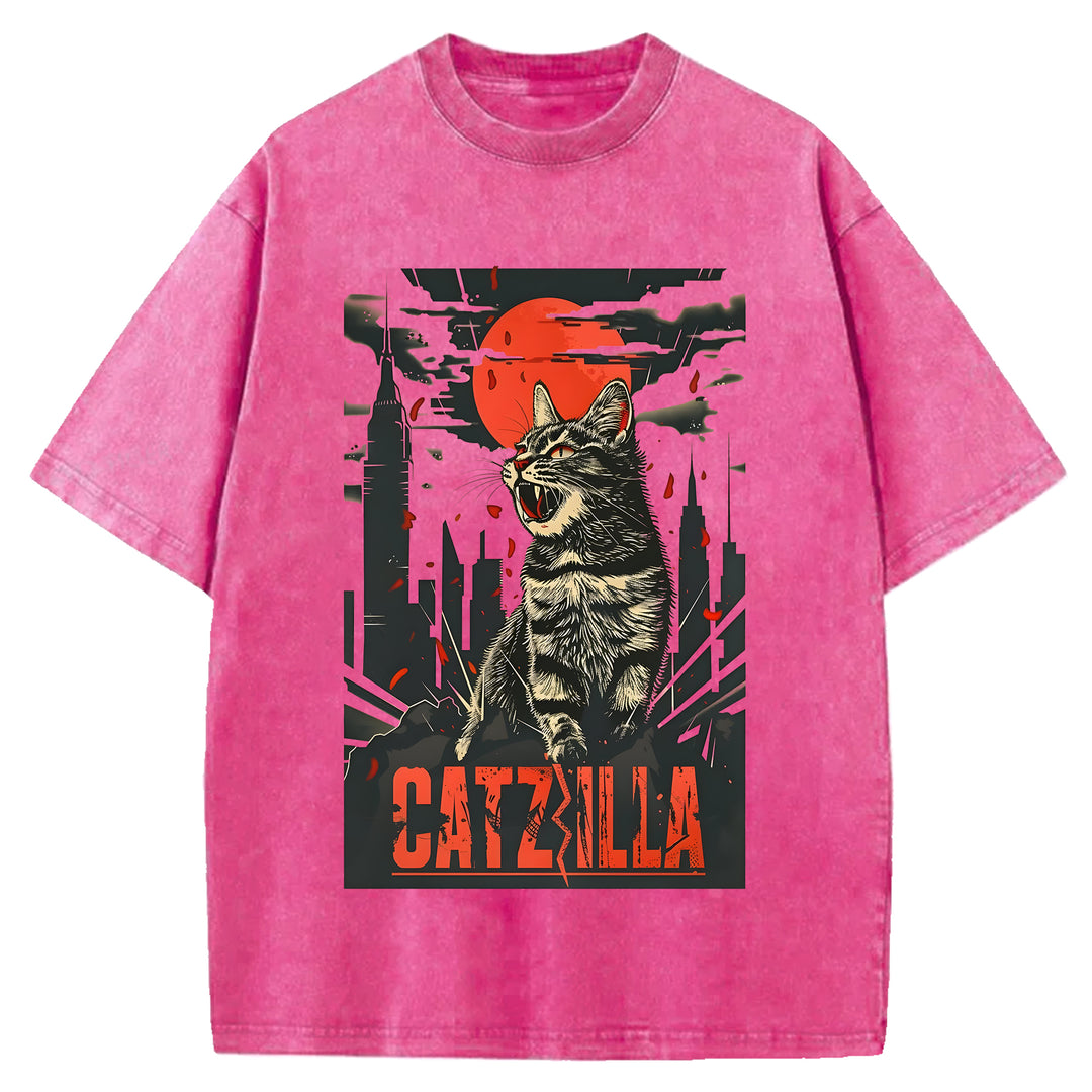 Catzilla Washed Crew Neck T-Shirt