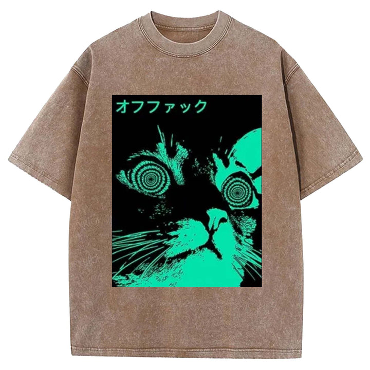 Cool Cat Japanese Back Washed Crew Neck T-shirt