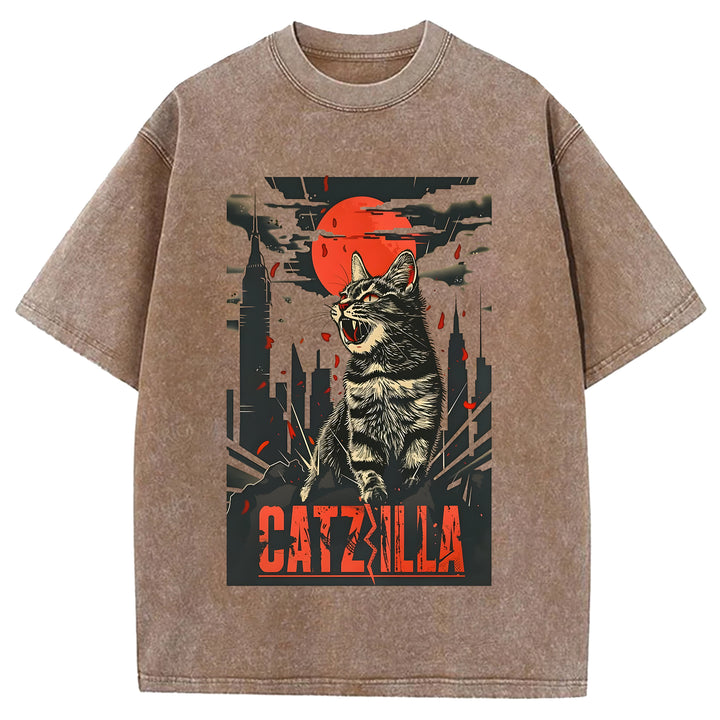 Catzilla Washed Crew Neck T-Shirt
