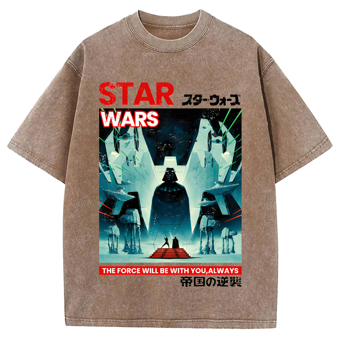 Star Wars Vintage Japanese Design Washed Crew Neck T-Shirt