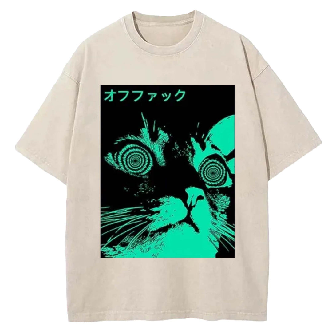 Cool Cat Japanese Back Washed Crew Neck T-shirt